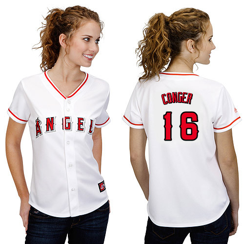 Hank Conger #16 mlb Jersey-Los Angeles Angels of Anaheim Women's Authentic Home White Cool Base Baseball Jersey